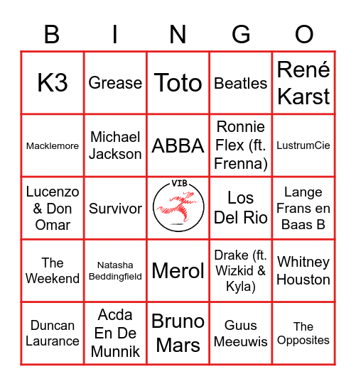 Muziek Bingo Card
