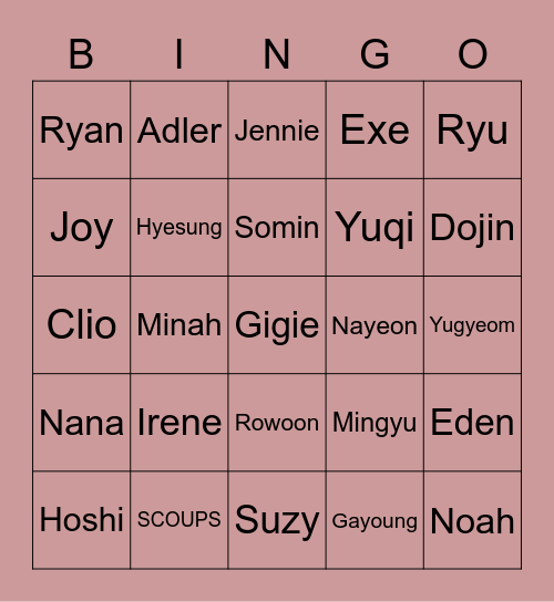 SCOUPS Bingo Card