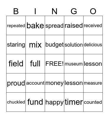 The Bake Sale Bingo Card