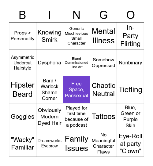 Nu-D&D Bingo Card