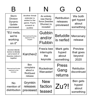 Keynote 2020 Bingo Card