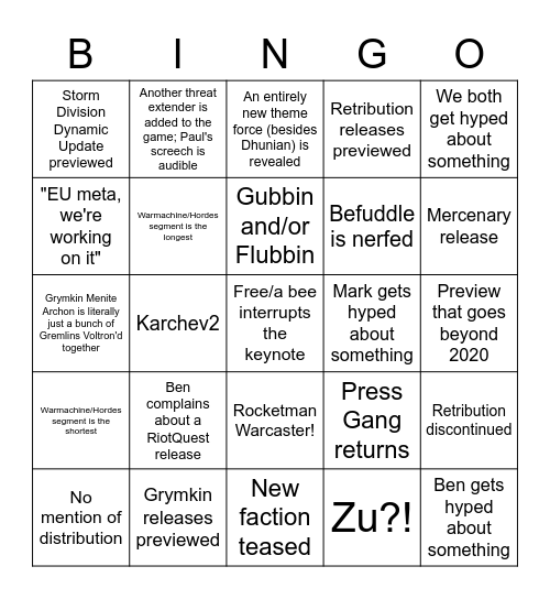 Keynote 2020 Bingo Card
