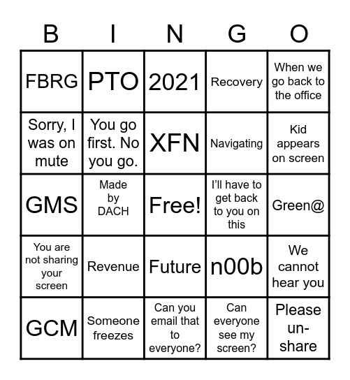 DACH Content Day - July 14th 2020 Bingo Card
