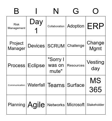 Project Management Bingo! Bingo Card