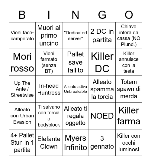 Survivor Bingo Card