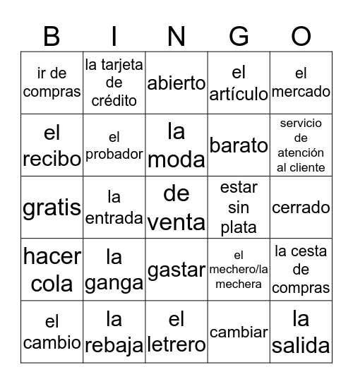 La Compra Bingo Card