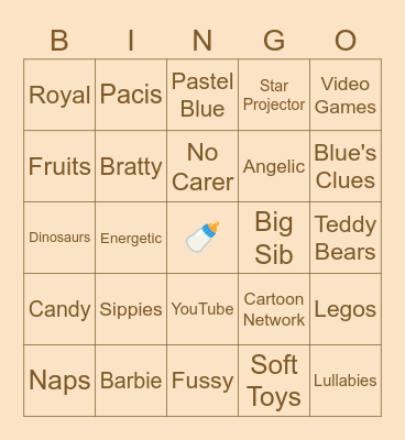 Age Regression Bingo Card