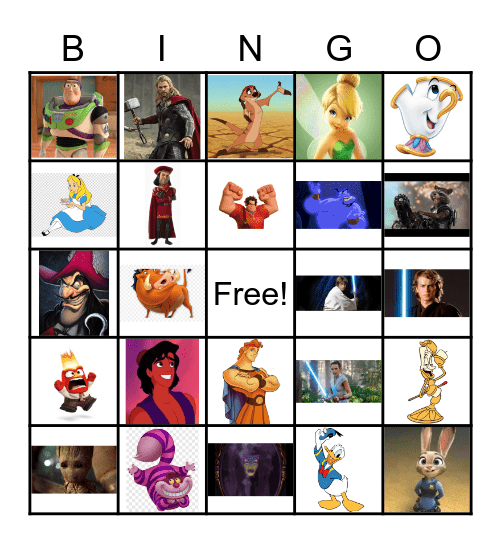 Disney Characters Bingo Card