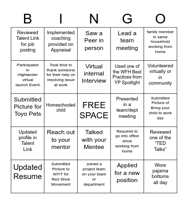 Professional Development  Bingo Card