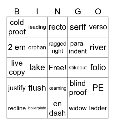 Jargon Bingo Copyediting Edition Bingo Card