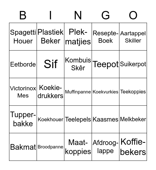 Anika se Kombuis tee Bingo Card