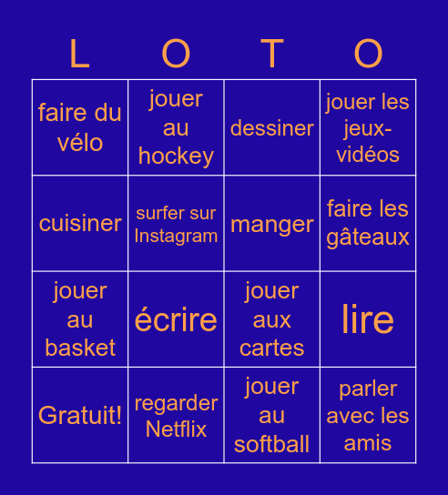 Les Loisirs Bingo Card