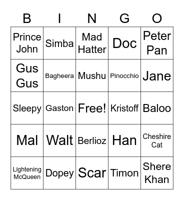 DISNEY LOVERS BINGO Card