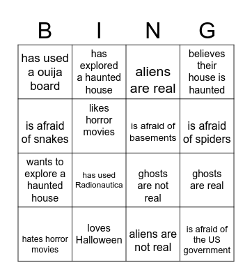 SPOOKY Bingo Card