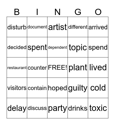 BINGO!!! Bingo Card