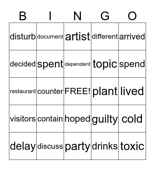 BINGO!!! Bingo Card