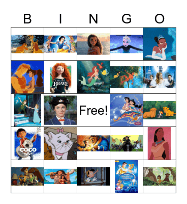 Disney Music Bingo Card