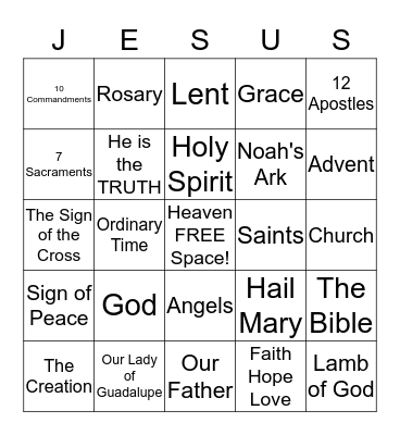 Jesus Bingo Card