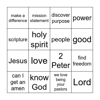 Church Bingo! Bingo Card