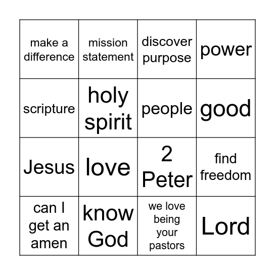 Church Bingo! Bingo Card