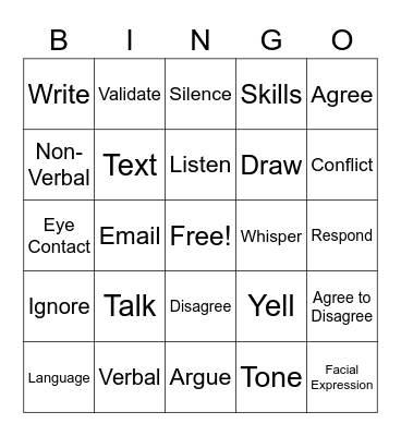 Communicate Bingo Card