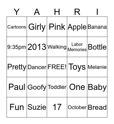 Birthday Girl  Bingo Card