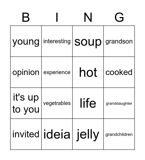 Unit 9 Bingo Card