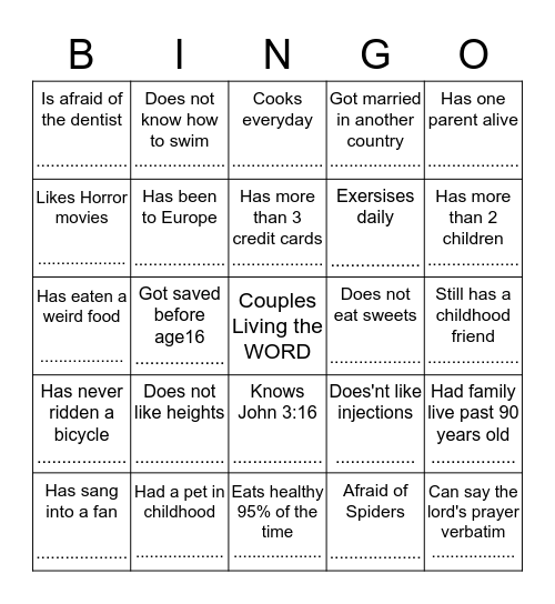 Meet, Greet and BIN-GO Bingo Card