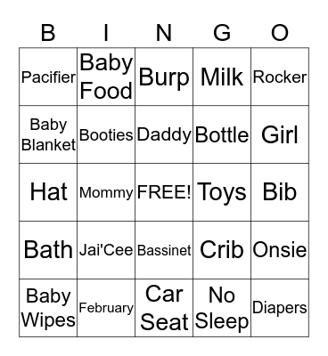 Welcoming Jai'Cee  Bingo Card