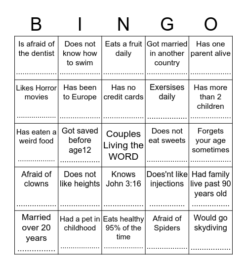 Meet, Greet and BIN-GO Bingo Card