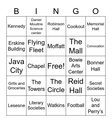 Erskine Bingo Card