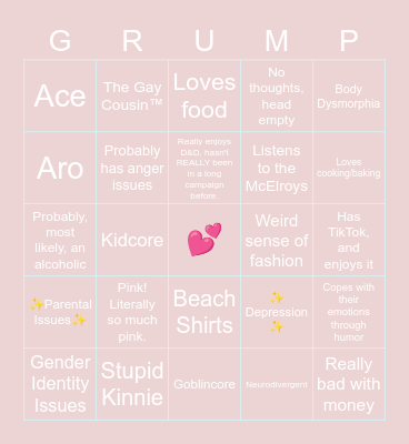 Grump's Bingo Card