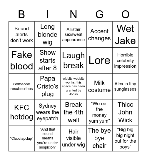 Everything Now Bingo Card