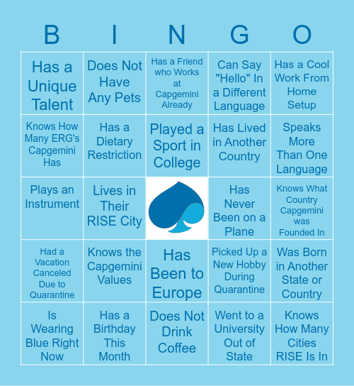 RISE Bingo Card