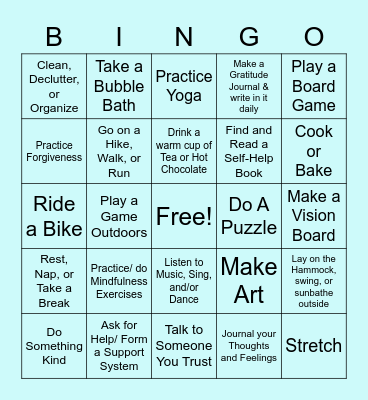 COPING SKILLS Bingo Card