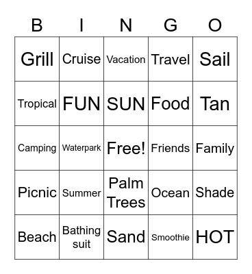 "FUN IN THE SUN" Bingo Card