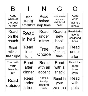 Summer Reading Bingo Card