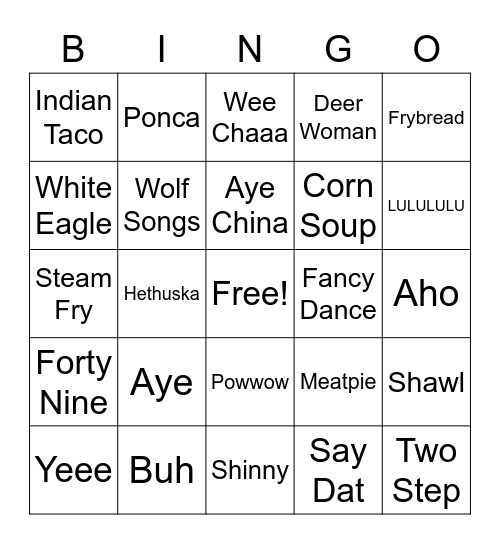 😃Ponca Bingo😃 Bingo Card
