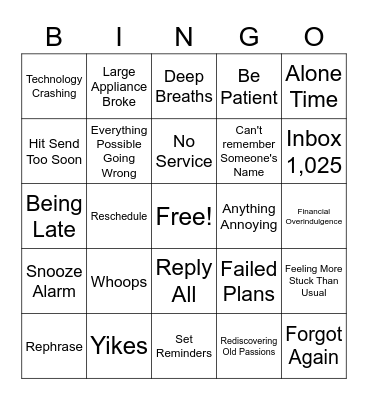 Mercury Retrograde Bingo Card