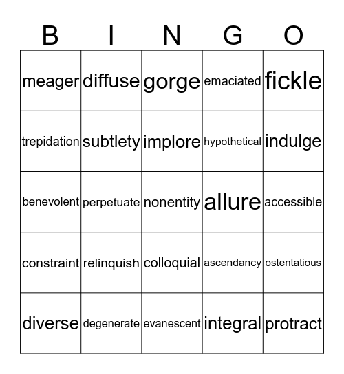 Weeks 7-9 Bingo Card