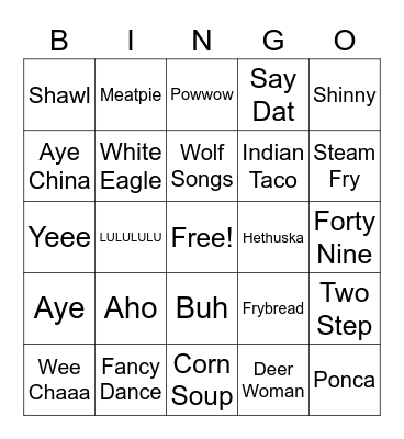 😃Ponca Bingo😃 Bingo Card
