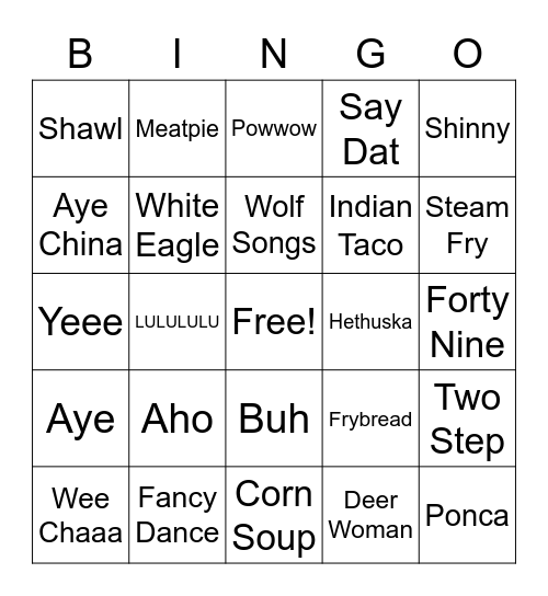 😃Ponca Bingo😃 Bingo Card