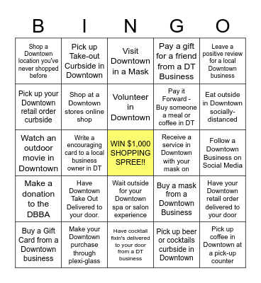 Downtown COVID-Style Bingo Card