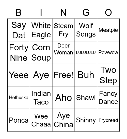 😃Ponca Bingo😃 Bingo Card