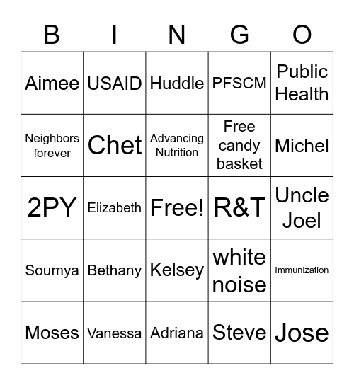 Okavango Neighborhood Bingo Card