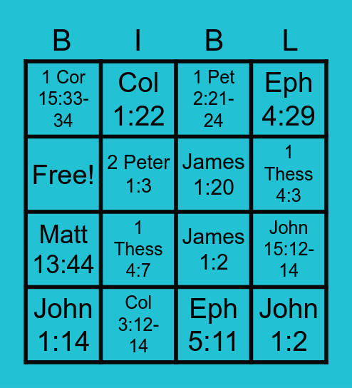 Bible Right Bingo Card