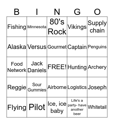 Ryan Bingo Card