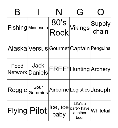 Ryan Bingo Card