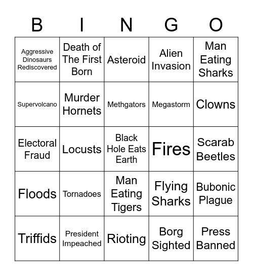 2020 Bingo - It Can Always Get Worse Bingo Card