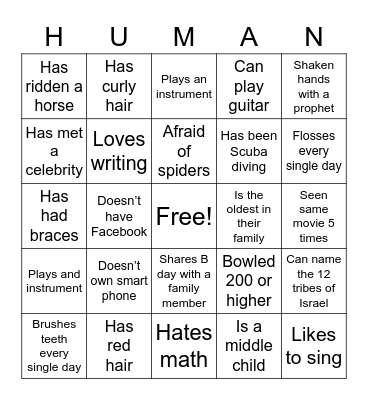 HUMAN BINGO Card